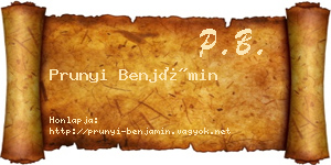 Prunyi Benjámin névjegykártya